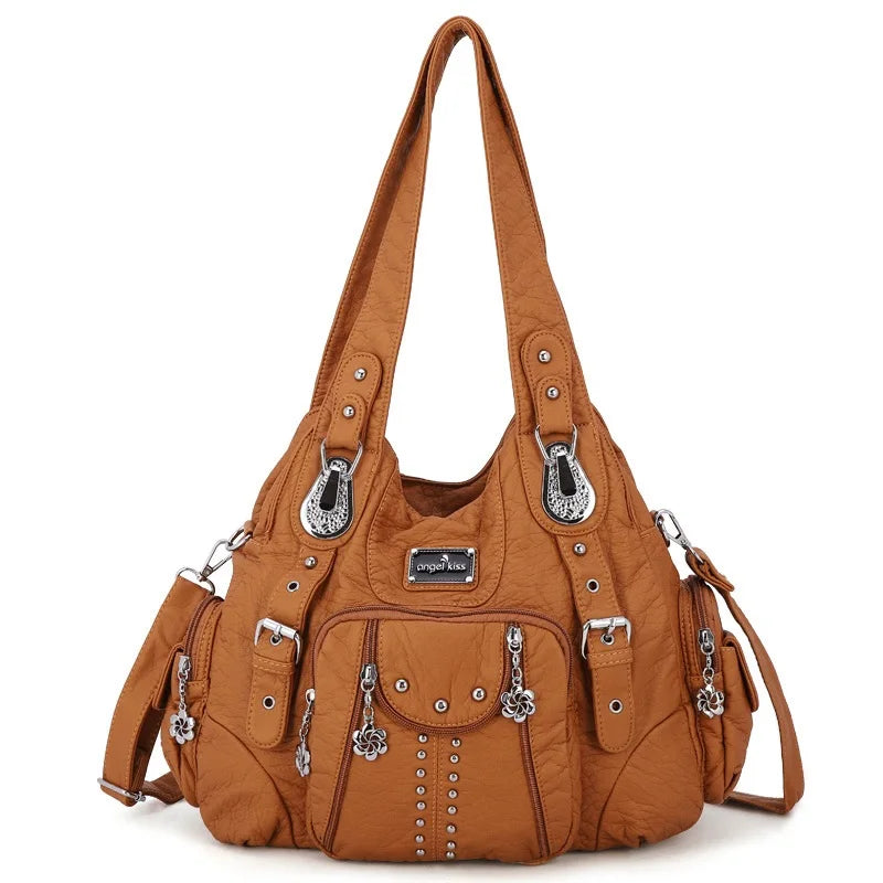 Angelkiss Bag Women Fashion Handbags Women Shoulder Bags PU Leather Handbag Female Satchel Big Shoulder Purse Bag bolsa feminina