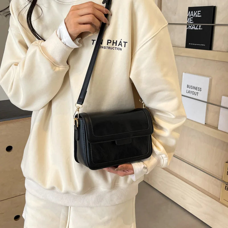 2025 New Fashion Glossy Square Bag for Women, Minimalist Versatile Shoulder Bag Crossbody Purse, Office Commuter Handbag, Trendy