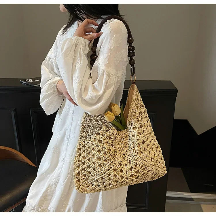 2025 New Fashion Popular Boho Woven Straw Handbag Summer Beach Crossbody Bag Fashion Knitted Purse Outdoor Leisure