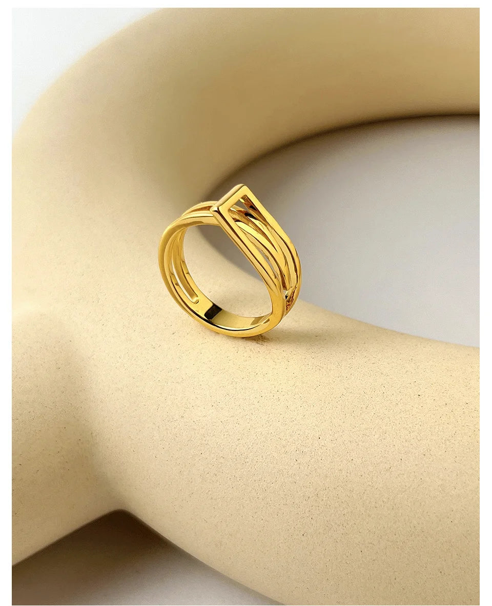 ENFASHION Geometric Rings For Women 18K Gold Color Ring Anillos Mujer Fashion Jewelry 2022 Wholesale Christmas Halloween 224178