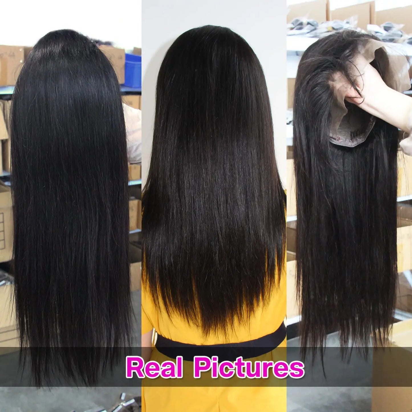 180% Density Natural Straight Human Hair Wig 13x6 HD Lace Frontal Wig Pre Plucked 28Inch Remy Straight Human Hair Wig For Women