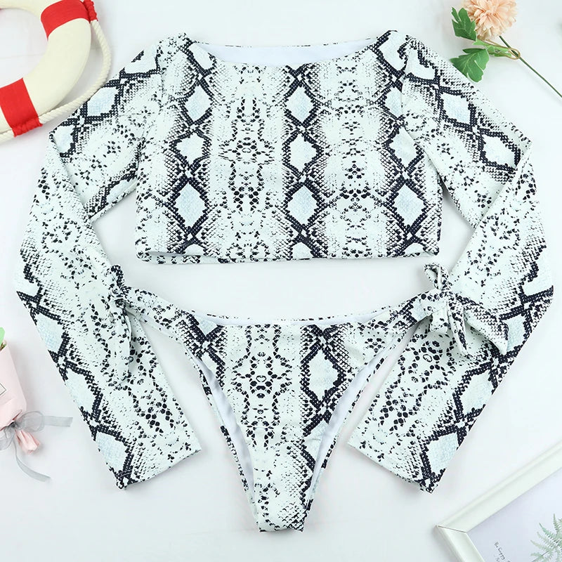 Sexy Women Swimsuit 2025 Bikinis Set Long Sleeve Swimwear Surfing Two Piece Swimsuit Tankini Swimming Bathing Suit Beach Wear