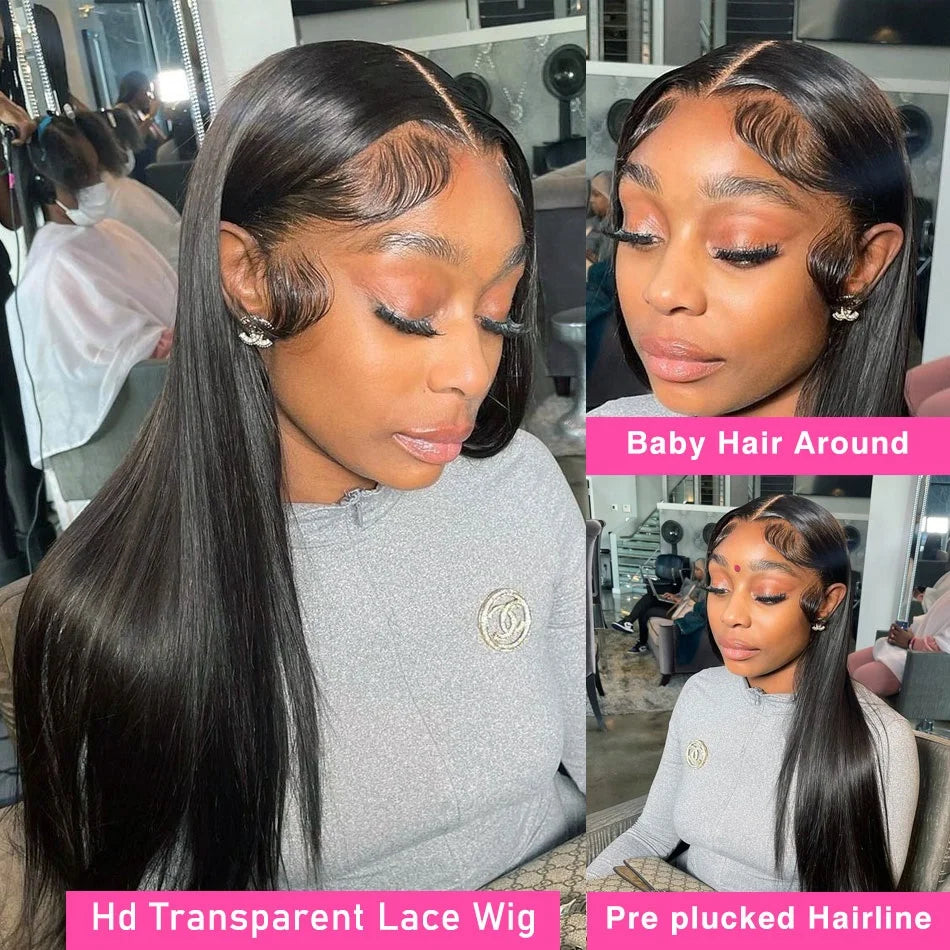 Bone Straight Human Hair Wigs For Women 13x6 HD Transparent Lace Closure Wig Pre Plucked With Baby Hair 4x4 360 Lace Frontal Wig