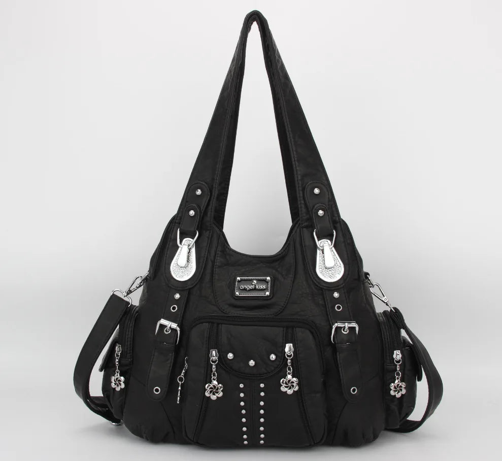 Angelkiss Bag Women Fashion Handbags Women Shoulder Bags PU Leather Handbag Female Satchel Big Shoulder Purse Bag bolsa feminina