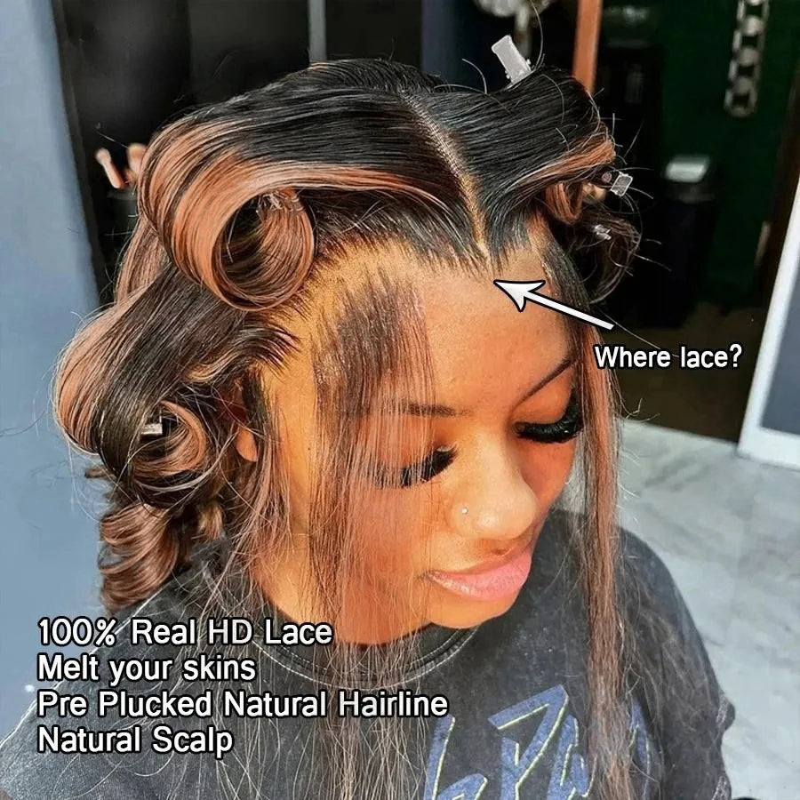 1B/27 Straight Highlight Wig Human Hair 30 Inch 13x4 HD Lace Frontal Wig 180 Density Natural Brazilian Hair Wig For Black Women