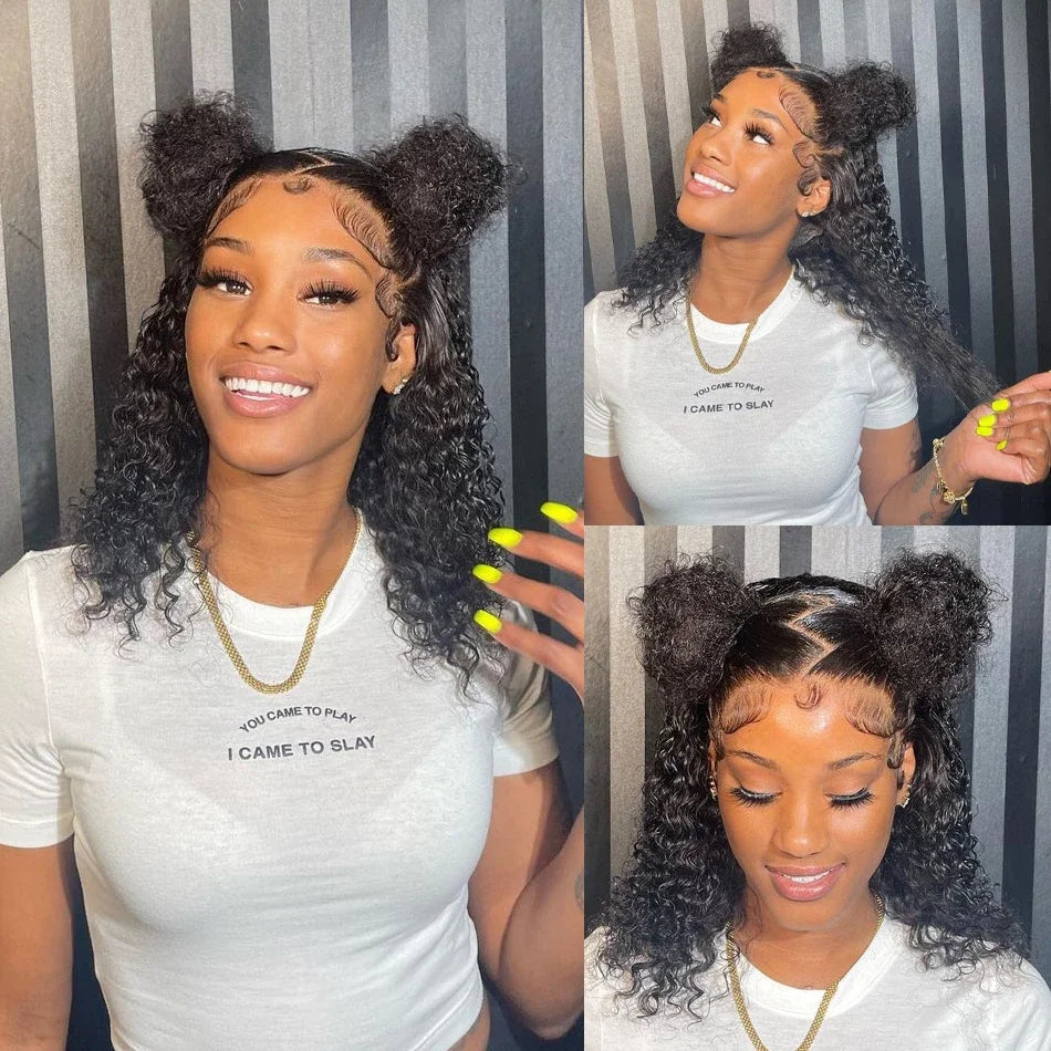 Wear And Go 13x4 Deep Wave Human Hair Short Bob Wigs For Women Ready To Go Glueless Kinky Curly Lace Front Wig Pre Cut No Lace