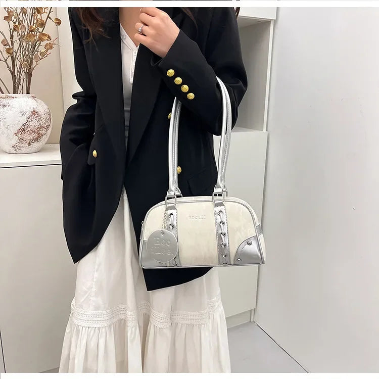 2025 New! Women's Fashion - Forward Color - Blocking Boston Bag - Versatile Underarm Carry for Casual Commuting & Daily Chic