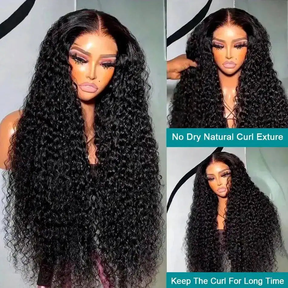 13x6 HD Transparent Lace Front Water Curly Wave Human Hair Wigs 40 Inch Long Jerry Curly Human Hair Frontal Wigs For Women