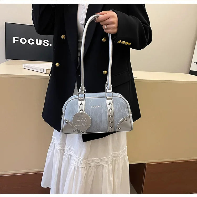 2025 New! Women's Fashion - Forward Color - Blocking Boston Bag - Versatile Underarm Carry for Casual Commuting & Daily Chic