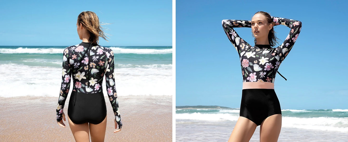 Sexy Women Swimsuit 2025 Bikinis Set Long Sleeve Swimwear Surfing Two Piece Swimsuit Tankini Swimming Bathing Suit Beach Wear