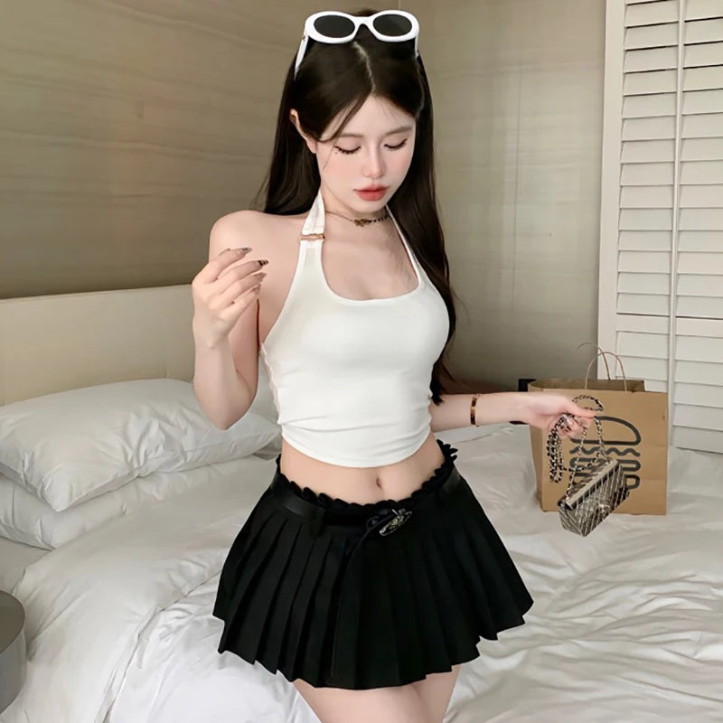 Summer Hotsweet Halter Tank Top Women Solid Color Sleeveless Slim Camisole With Bra Pad
