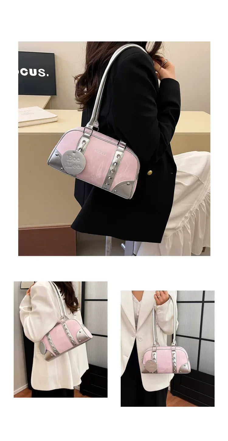 2025 New! Women's Fashion - Forward Color - Blocking Boston Bag - Versatile Underarm Carry for Casual Commuting & Daily Chic