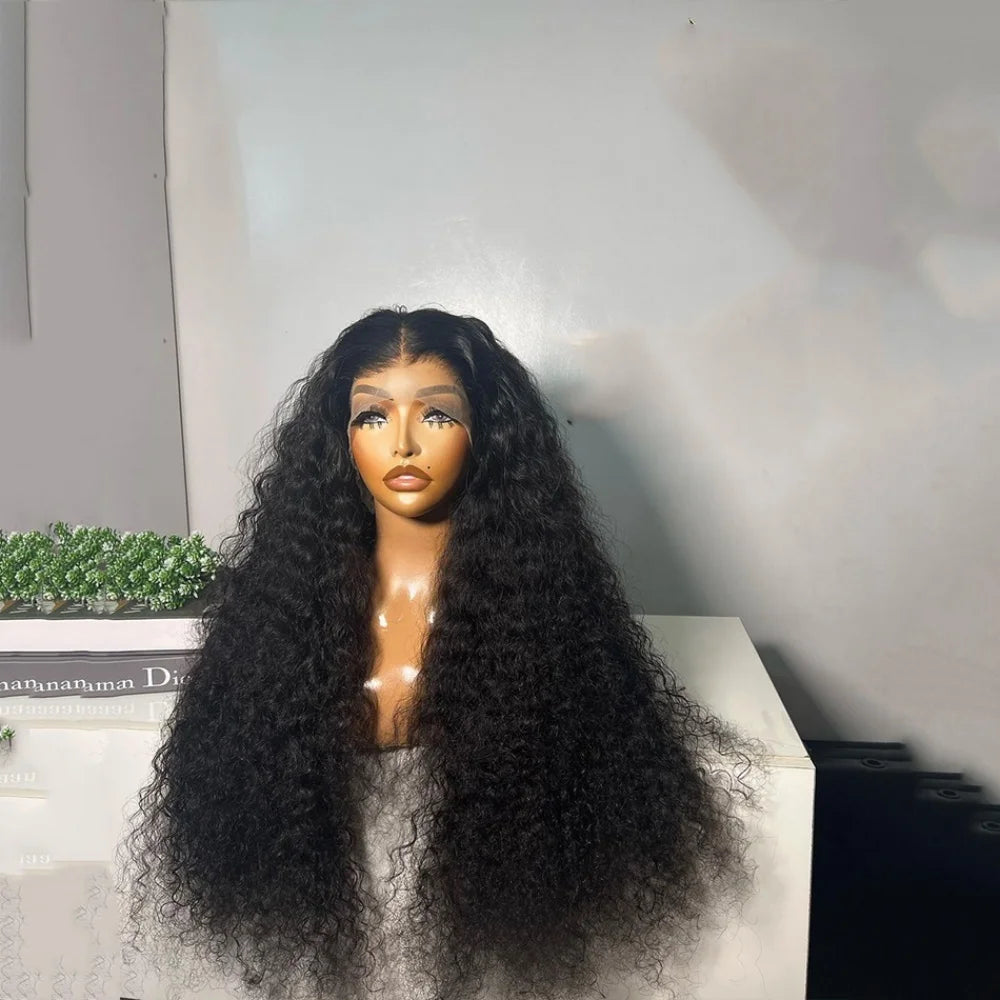 30inch Long Kinky Curly Human Hair Natural Black 13x6 HD Lace Front Wigs Brazilian Free Part Pre plucked with Baby Hair Glueless