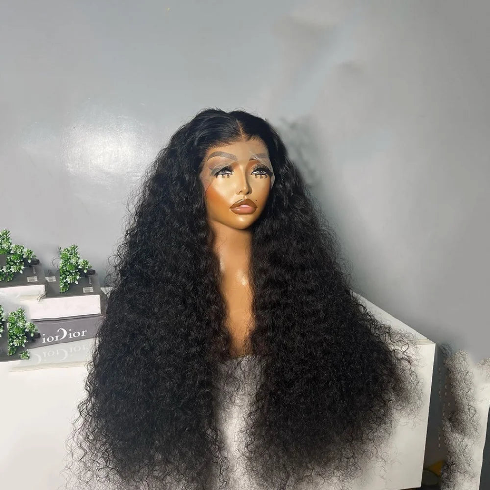 30inch Long Kinky Curly Human Hair Natural Black 13x6 HD Lace Front Wigs Brazilian Free Part Pre plucked with Baby Hair Glueless