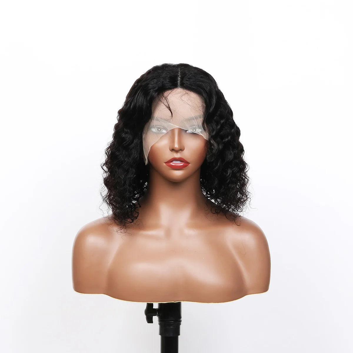 Deep Wave 180% Density Pre-Plucked Side Part Short Bob 13*4 Lace Frontal Brazilian Virgin Human Hair Wigs For Black Woman