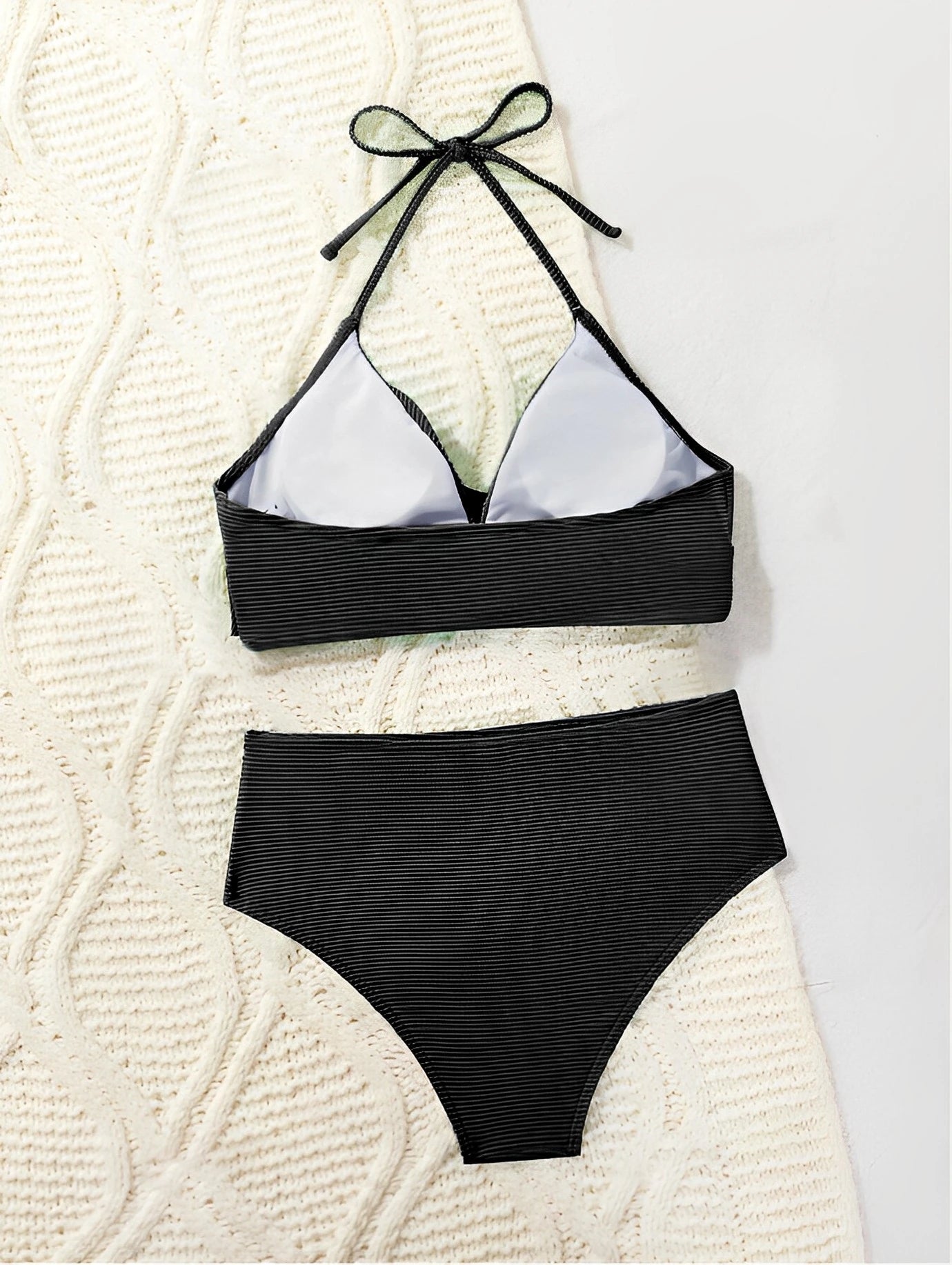 Sexy High Waist Bikini 2025 Women Halter Swimwear Female Swimsuit Solid Bathers Swimming Bathing Swim Suit Summer Beachwear