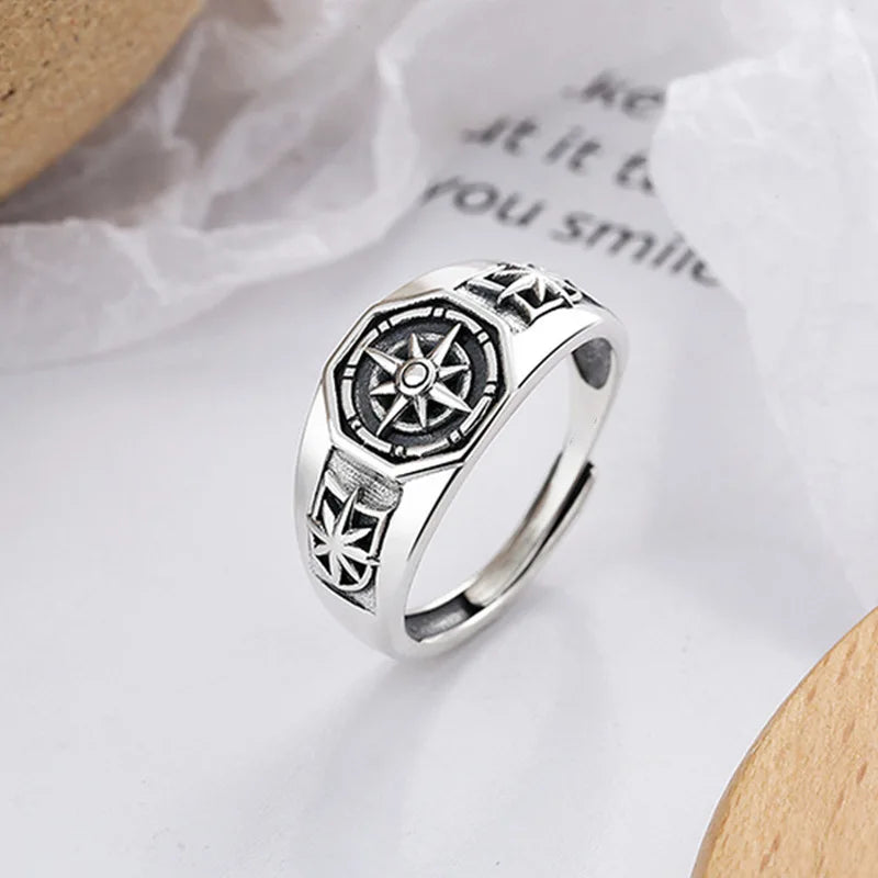 Fashion Simple Poseidon Star Rings For Women Retro Retro Hip-hop Copper Opening Index Finger Ring Gothic Jewelry Accessories Gif