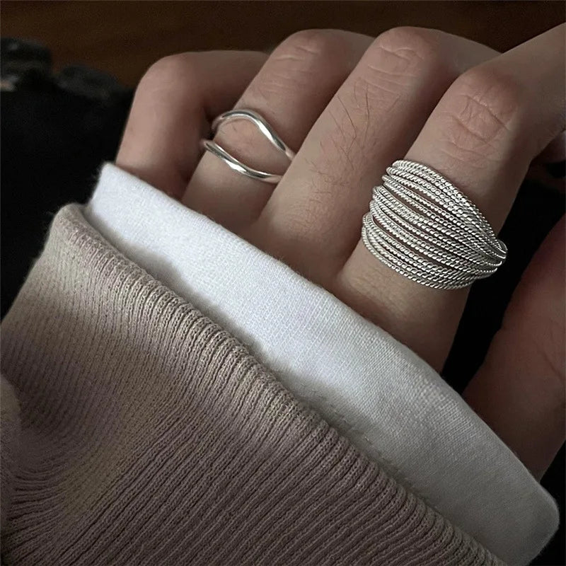 Fashion Ring Trendy Smooth Rings for Women Couple Vintage Geometric Handmade Rings Wedding Jewelry Gift e778