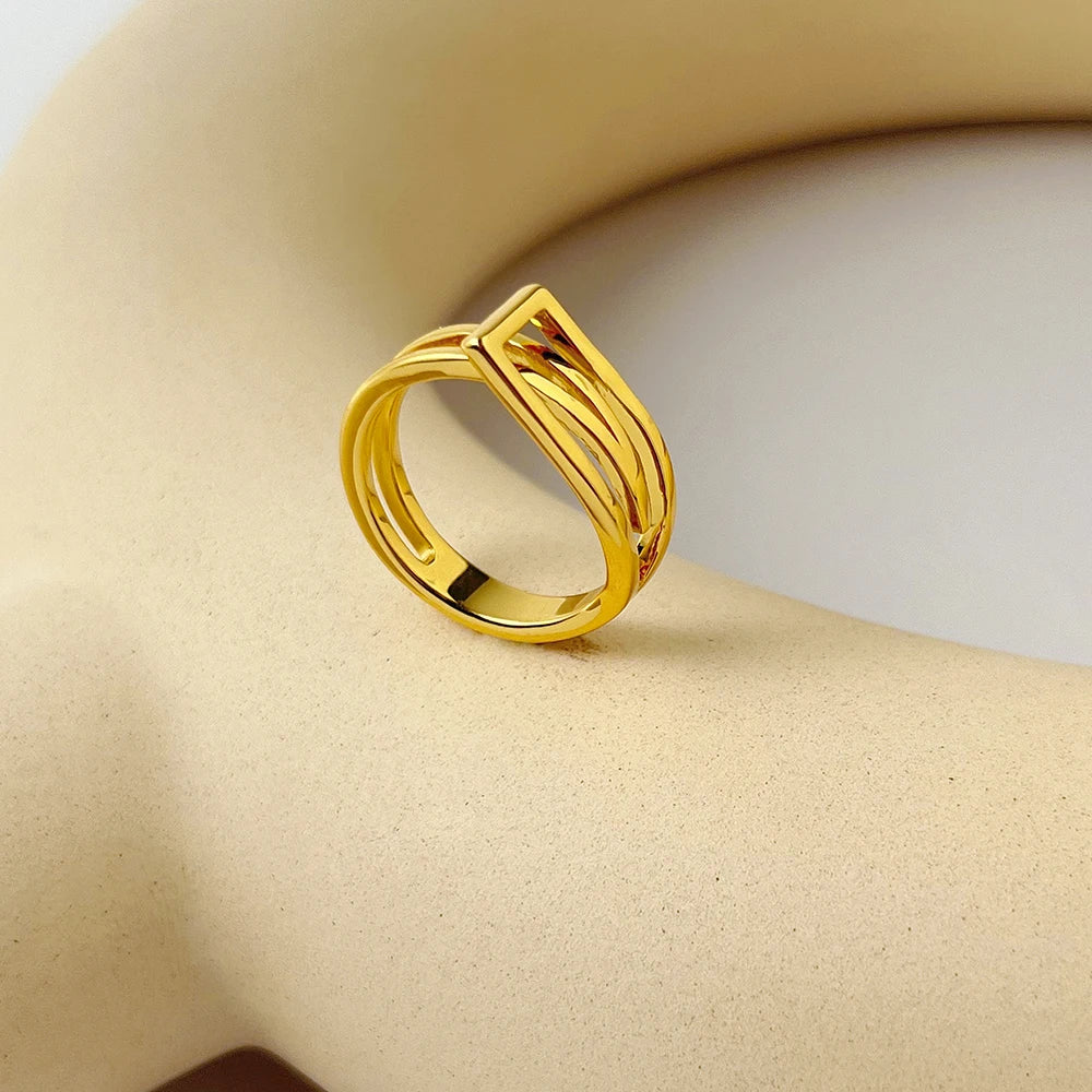 ENFASHION Geometric Rings For Women 18K Gold Color Ring Anillos Mujer Fashion Jewelry 2022 Wholesale Christmas Halloween 224178
