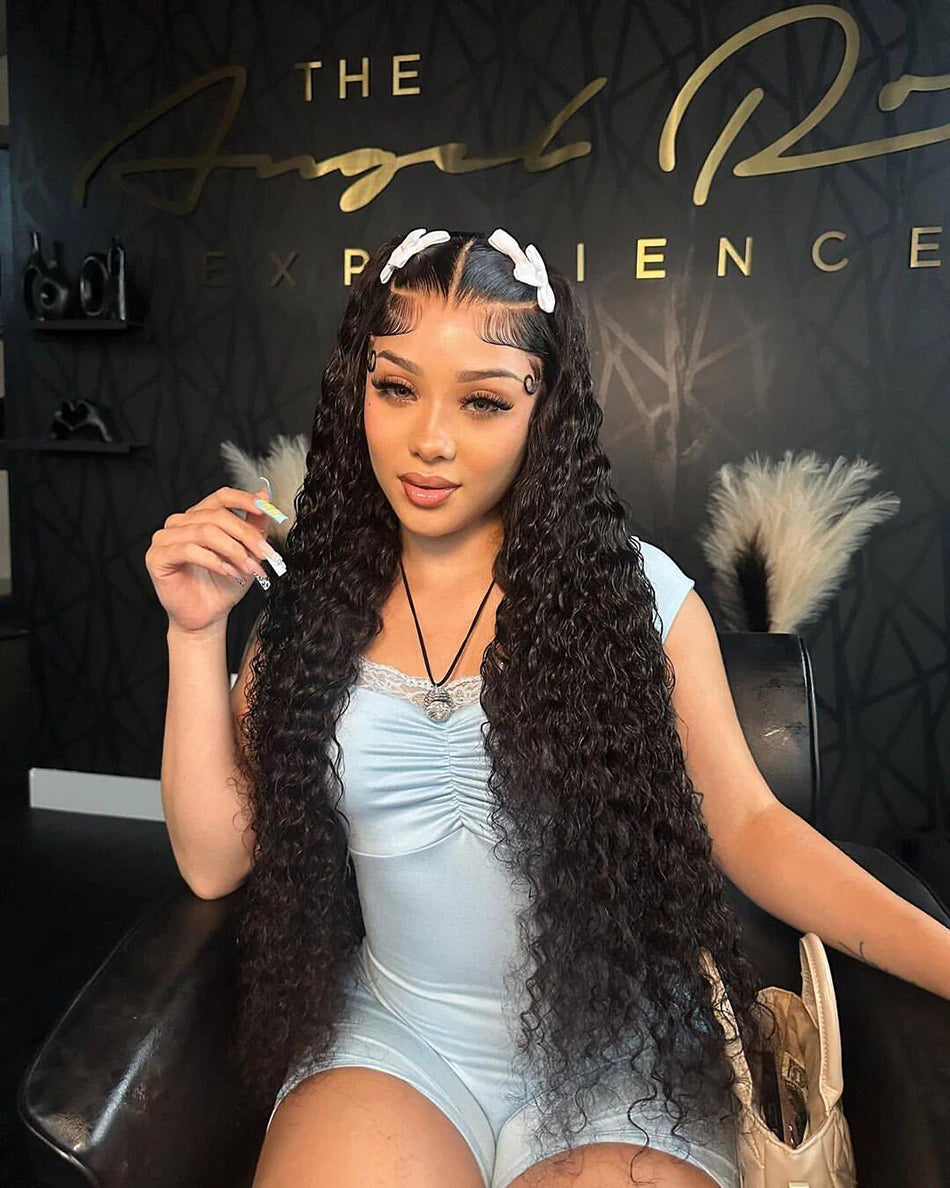 13x6 HD Transparent Lace Front Water Curly Wave Human Hair Wigs 40 Inch Long Jerry Curly Human Hair Frontal Wigs For Women