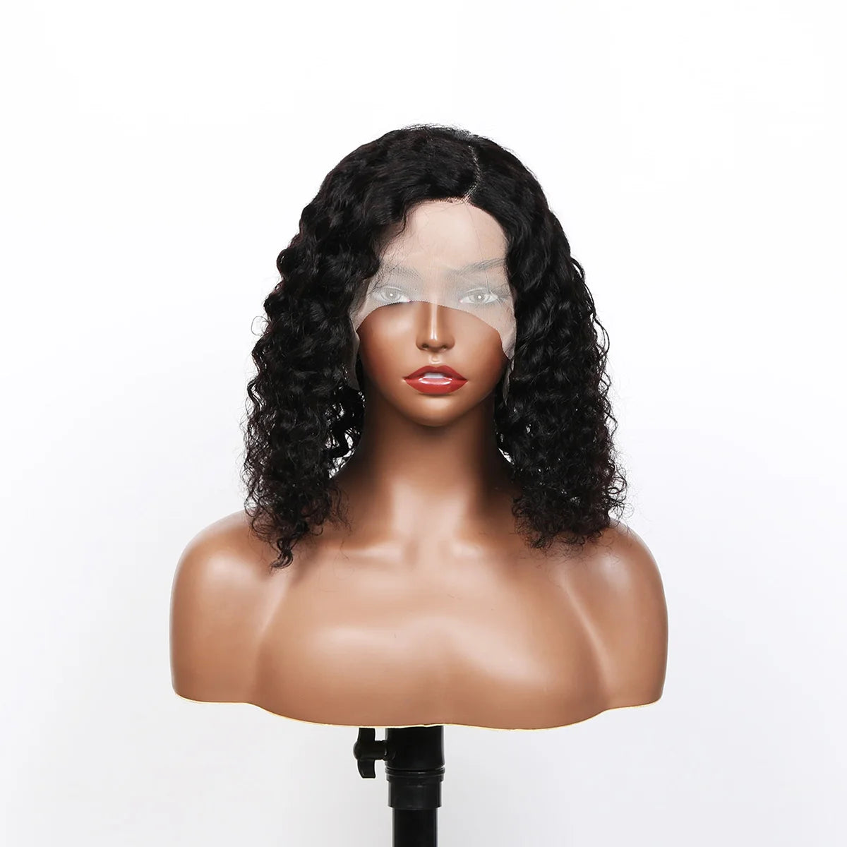 Deep Wave 180% Density Pre-Plucked Side Part Short Bob 13*4 Lace Frontal Brazilian Virgin Human Hair Wigs For Black Woman