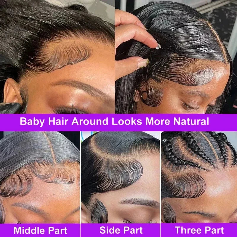 Deep Wave Human Hair Wigs Short 13x4 Lace Frontal Bob Wig 200% Density Water Wave Transparent Lace Pre Plucked Wigs For Women 1B