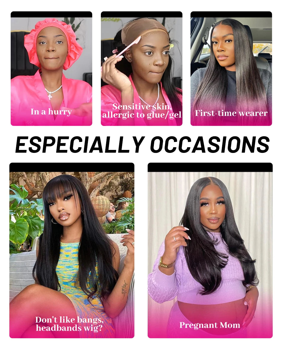 Wear And Go Glueless Human Hair Brazilian Straight Highlight Wig 4x4 HD Lace Glueless Preplucked Human Wigs Ready To Go