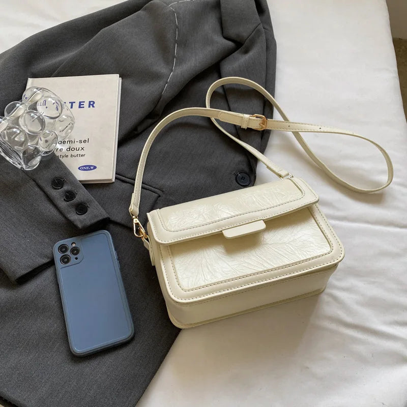 2025 New Fashion Glossy Square Bag for Women, Minimalist Versatile Shoulder Bag Crossbody Purse, Office Commuter Handbag, Trendy