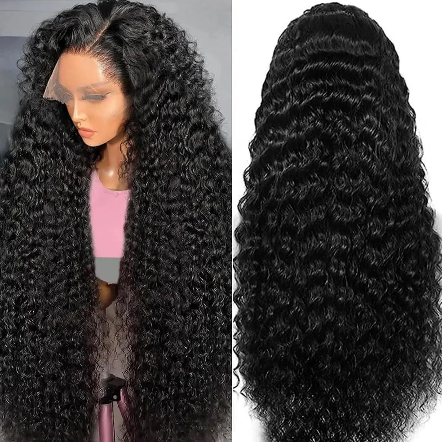 Deep Wave Lace Front Wigs Human Hair 13x6 13x4 HD Lace Frontal Wigs Human Hair 34inch Pre Plucked Water Curly Wave Wig For Women
