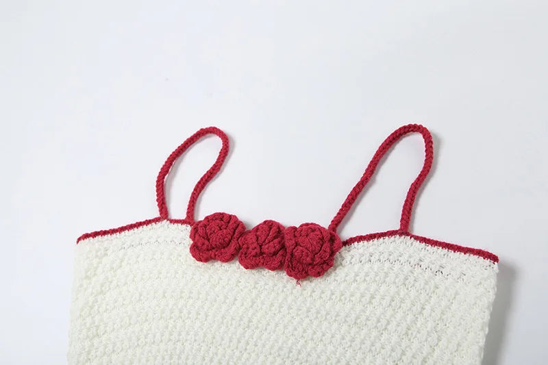Floral Hot Tops For Women Edgy Clothes Y2k Accessories Knitted Corset Streetwear Spaghetti Strap Ropa Mujer White Camison Verano