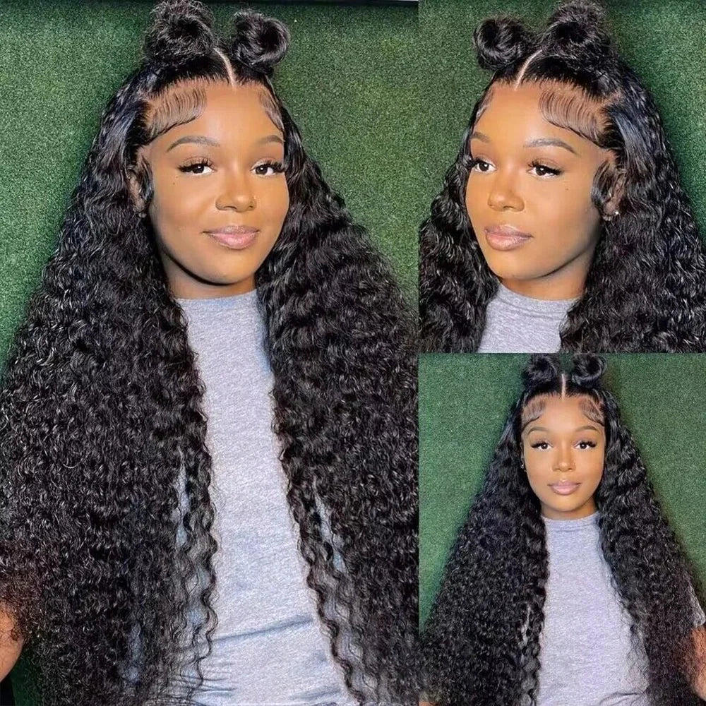 Deep Wave Lace Front Wigs Human Hair 13x6 13x4 HD Lace Frontal Wigs Human Hair 34inch Pre Plucked Water Curly Wave Wig For Women
