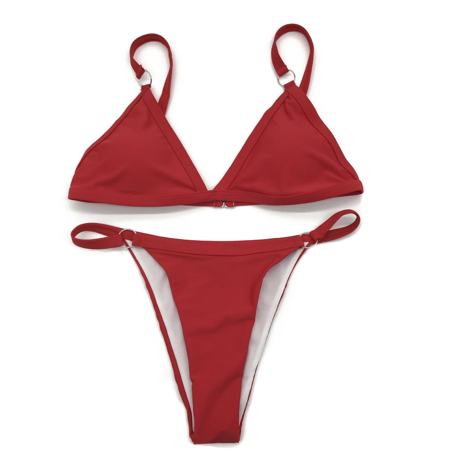 Sexy 2 Pcs Set Women Swimsuit 2025 New Hot Bikini Set Solid Color Halter Neck Strap Thong Women Swimsuit Set for Beach
