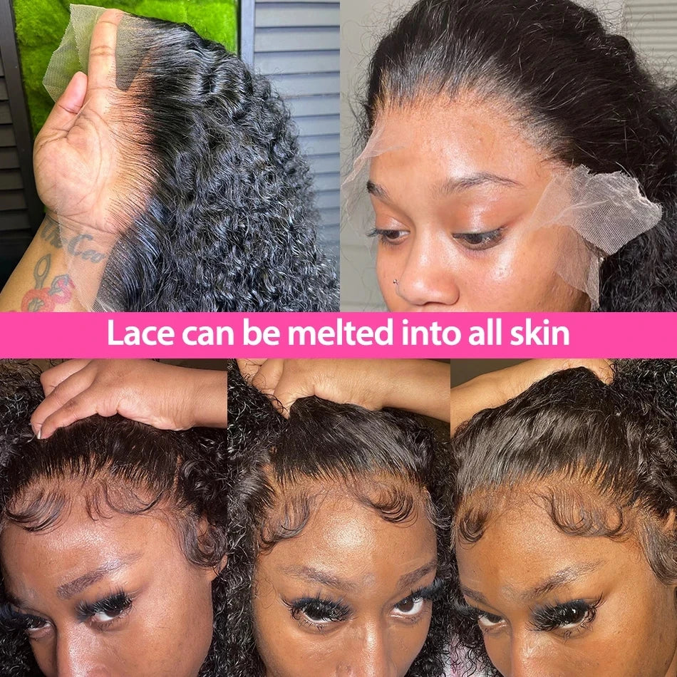 Wear And Go 13x4 Deep Wave Human Hair Short Bob Wigs For Women Ready To Go Glueless Kinky Curly Lace Front Wig Pre Cut No Lace