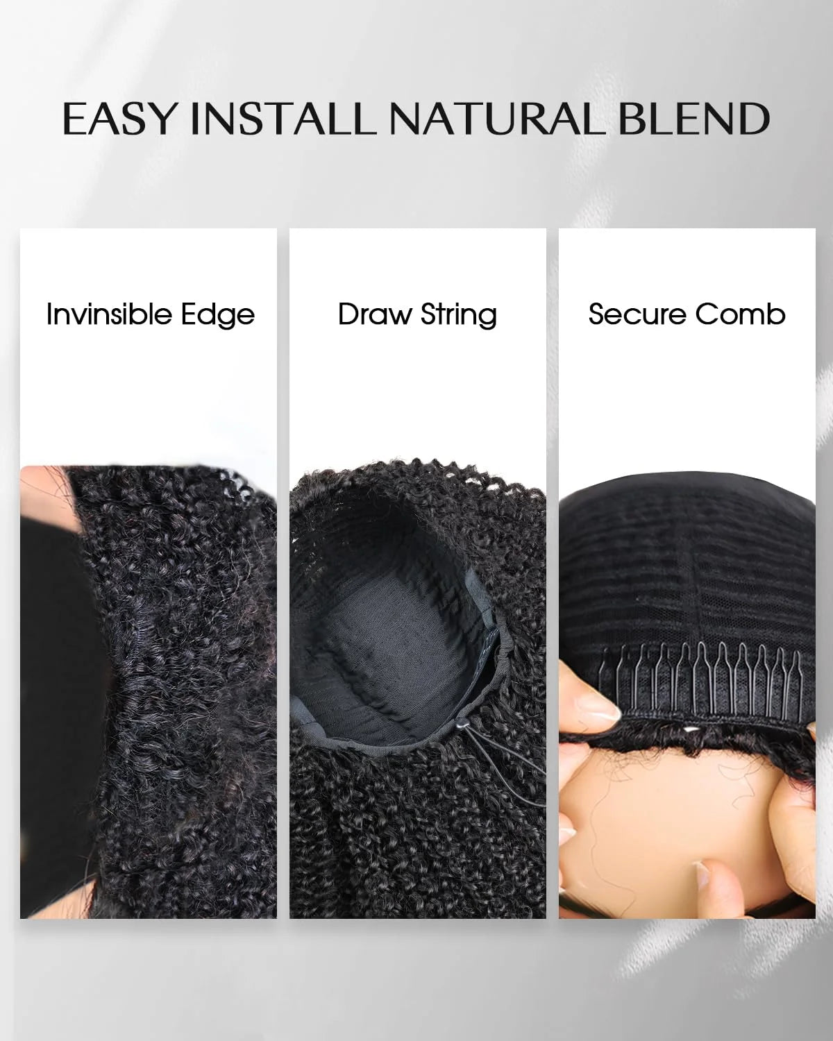 Kinky Curly Flip Over Human Hair Wig Half Wigs 250 Density 3 In 1 Seamless Beginner Friendly Glueless Wear and Go Curly Wig