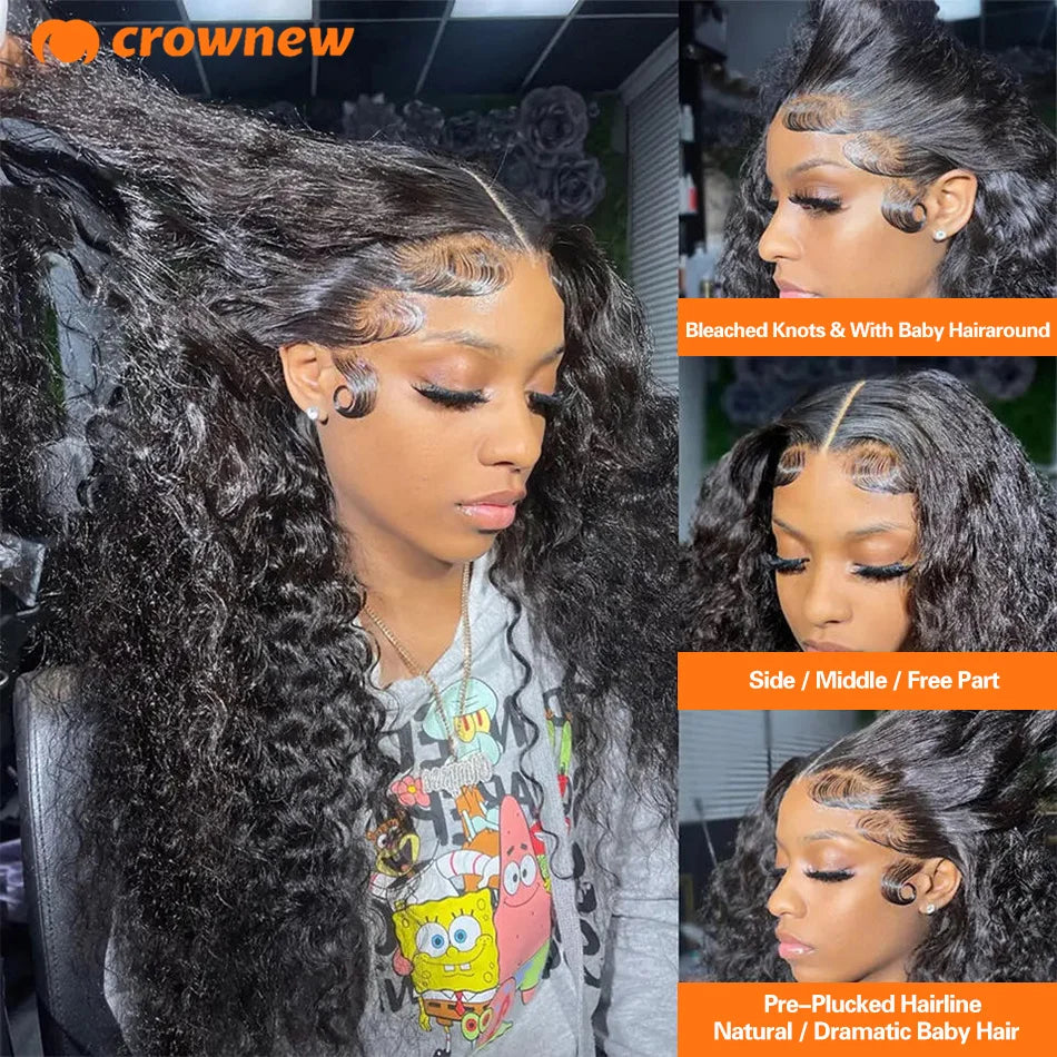 Deep Wave Frontal Wig 13X4 13x6 Hd Lace Frontal Wig Human Hair 200% Curly Lace Front Human Hair Wig Pre Plucked Human Hair Wigs
