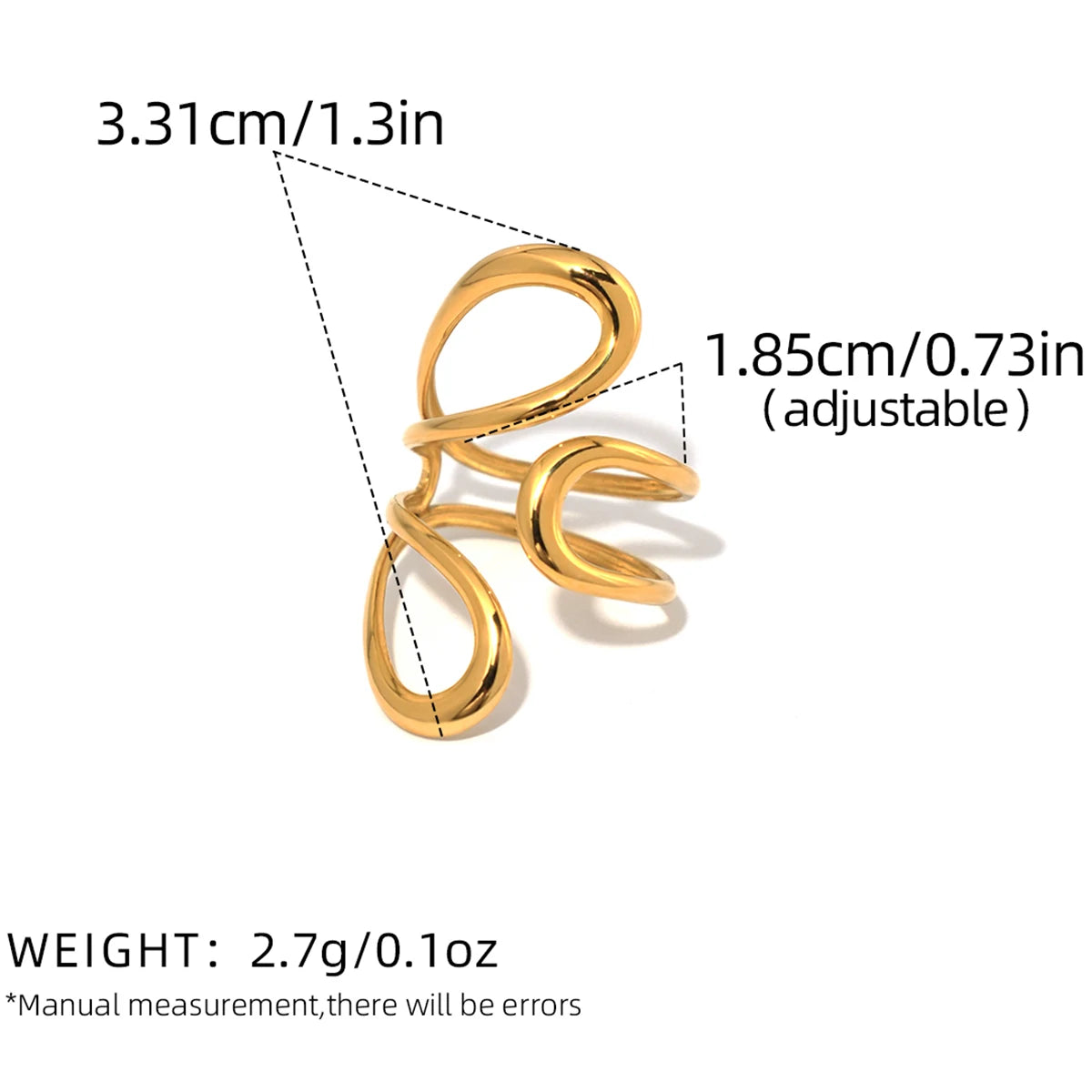 Fashion Minimalist Large Rings For Women Stainless Steel Gold Plated Waterproof Hip-hop Women's Finger Ring Aesthetic Jewelry