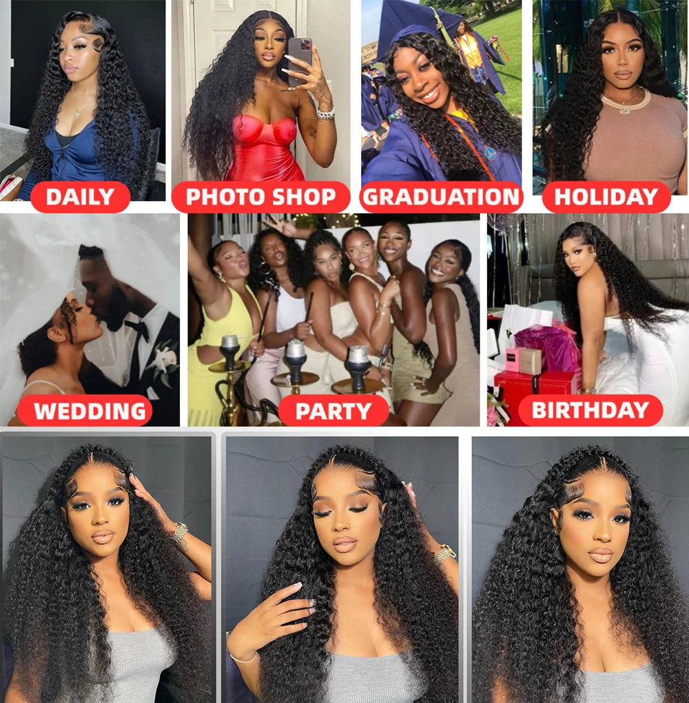Deep Wave Lace Front Wigs Human Hair 13x6 13x4 HD Lace Frontal Wigs Human Hair 34inch Pre Plucked Water Curly Wave Wig For Women