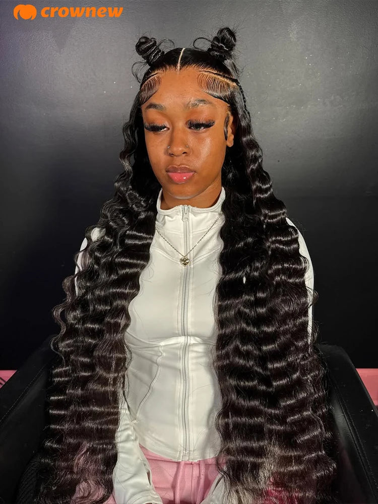Deep Wave Frontal Wig 13X4 13x6 Hd Lace Frontal Wig Human Hair 200% Curly Lace Front Human Hair Wig Pre Plucked Human Hair Wigs