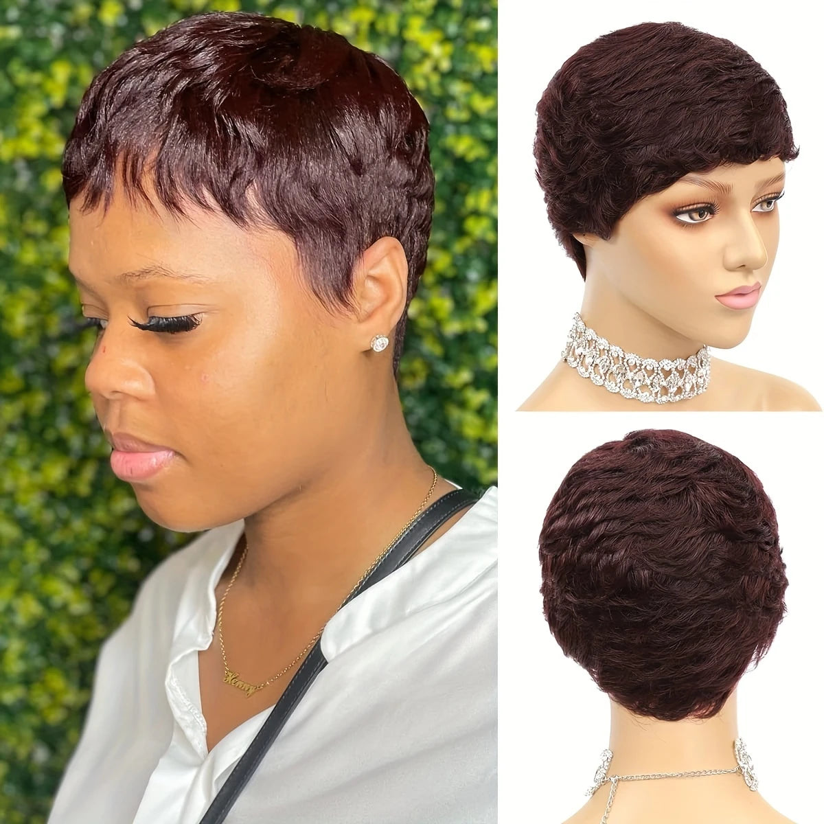 Human Hair Wig Pixie Cut Wig Short Straight Human Hair Wigs for Women Full Machine Made Wig 150% Density 4Inch