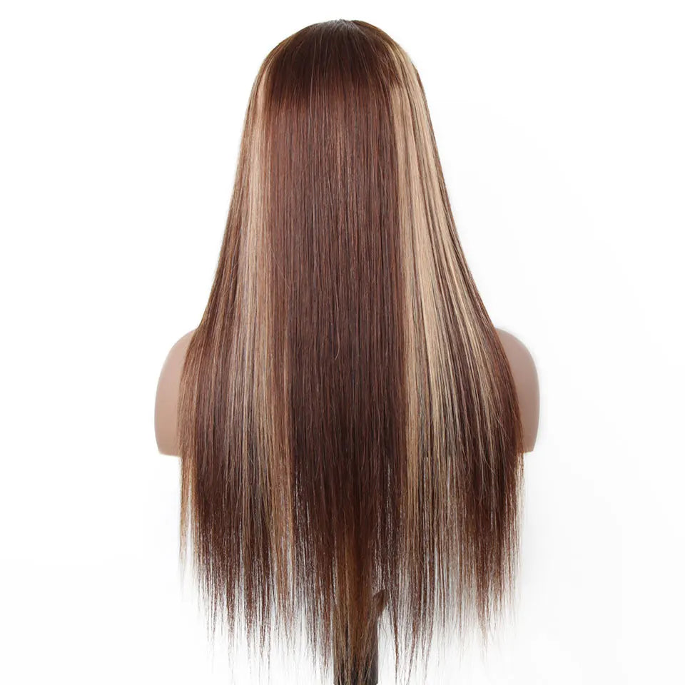 Wear And Go Glueless Human Hair Brazilian Straight Highlight Wig 4x4 HD Lace Glueless Preplucked Human Wigs Ready To Go