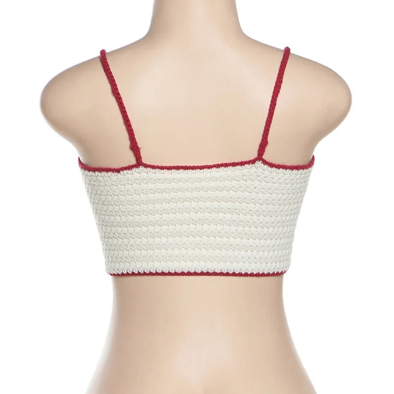 Floral Hot Tops For Women Edgy Clothes Y2k Accessories Knitted Corset Streetwear Spaghetti Strap Ropa Mujer White Camison Verano