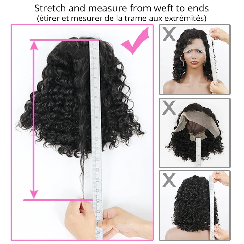 Water Wave Human Hair Wigs with Bangs Brazilian Human Hair For Women 180% Density Machine Made Deep Wave Curly Wigs Long Wigs