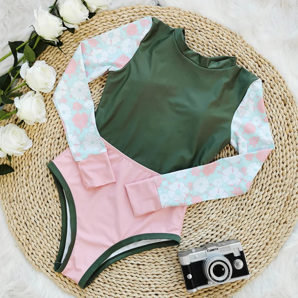 Sexy Women Swimsuit 2025 Bikinis Set Long Sleeve Swimwear Surfing Two Piece Swimsuit Tankini Swimming Bathing Suit Beach Wear