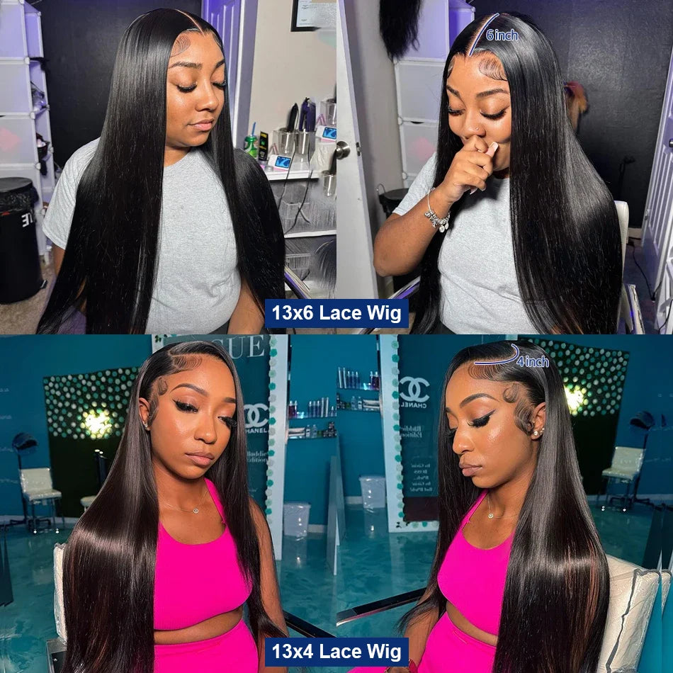 Bone Straight Human Hair Wigs For Women 13x6 HD Transparent Lace Closure Wig Pre Plucked With Baby Hair 4x4 360 Lace Frontal Wig