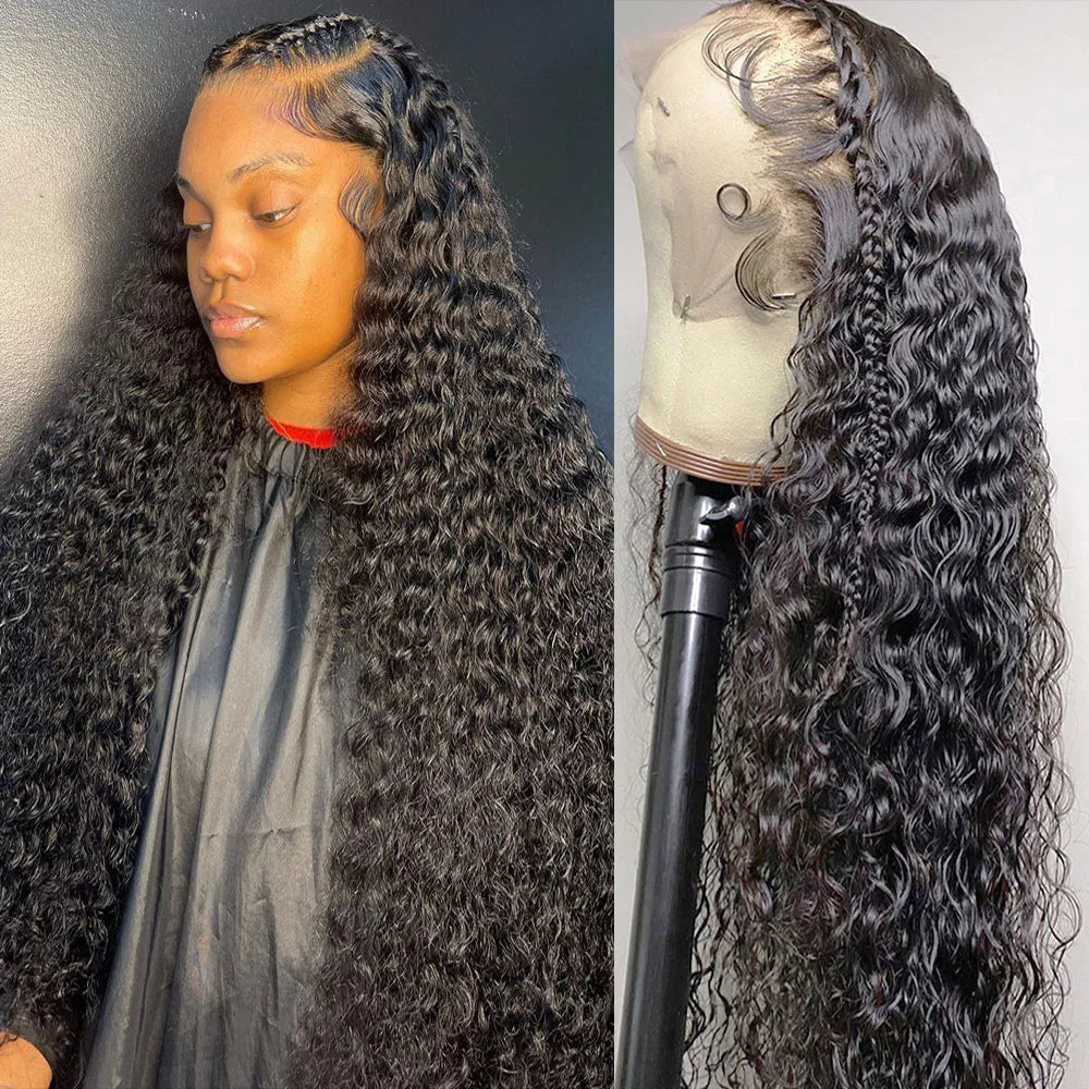 40 Inch 13x4 Curly Lace Front Human Hair Wigs For Women Water Wave Pre Plucked Brazilian Hair Deep Wave 13x6 Hd Lace Frontal Wig