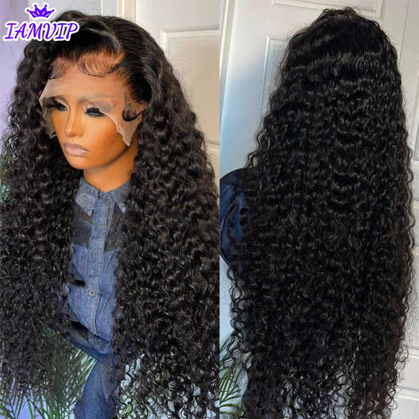 Hd Transparent Deep Wave Frontal Wig 13x6 Hd Lace Curly Lace Front Human Hair Wigs For Women Wet And Wavy 4x4 Water Closure Wig