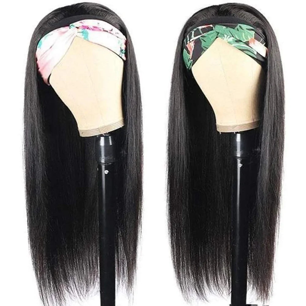 Brazilian Human Hair Wig Bone Straight Headband Wigs Human Hair For Women Full Machine Made Wigs Human Hair Lazy Gilrs Friendly