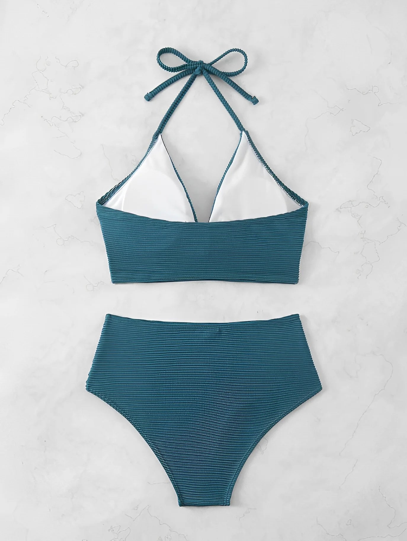 Sexy High Waist Bikini 2025 Women Halter Swimwear Female Swimsuit Solid Bathers Swimming Bathing Swim Suit Summer Beachwear