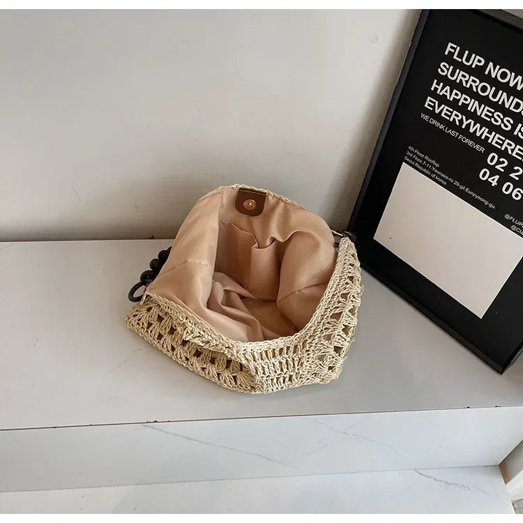 2025 New Fashion Popular Boho Woven Straw Handbag Summer Beach Crossbody Bag Fashion Knitted Purse Outdoor Leisure