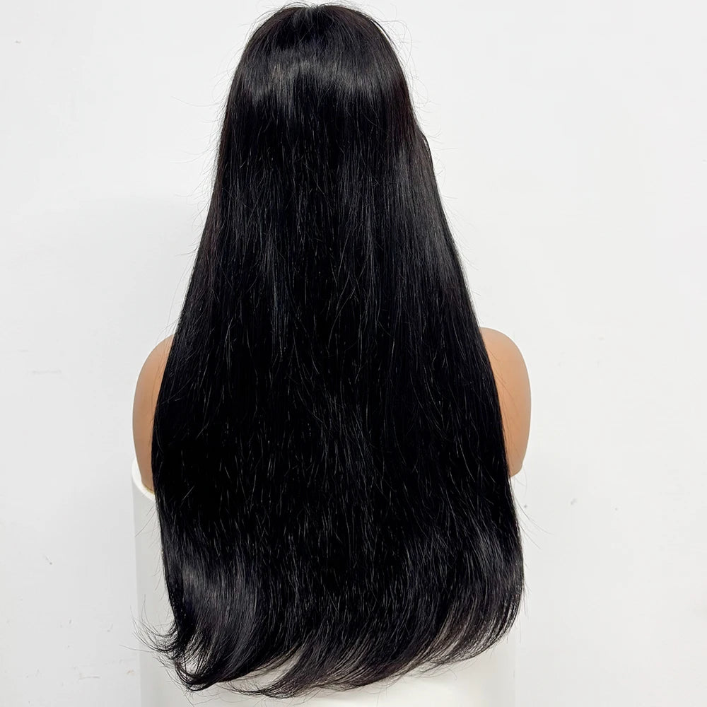 280% Density Straight Human Hair Wig With Bangs 100% Human Hair Wig 1x3 Lace Bang Straight Wig for Black Girl Women